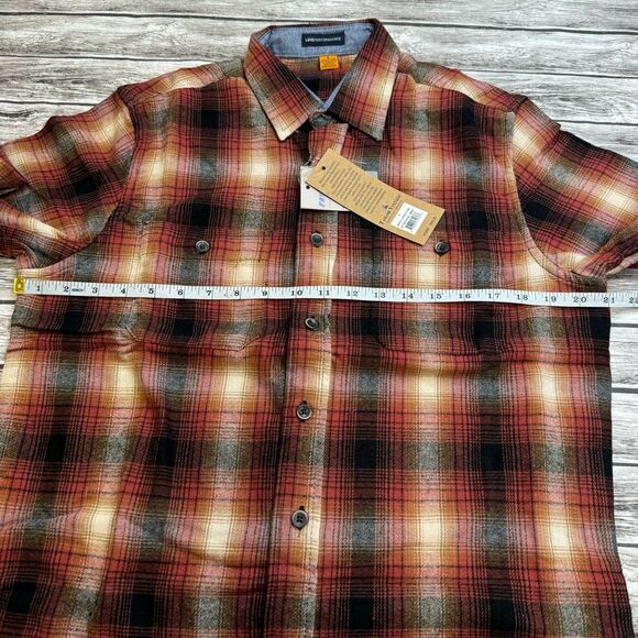 Taylor Vintage Men's Plaid Flannel Shirt S SM Small Black Red Orange Cream Ivory - Picture 9 of 12
